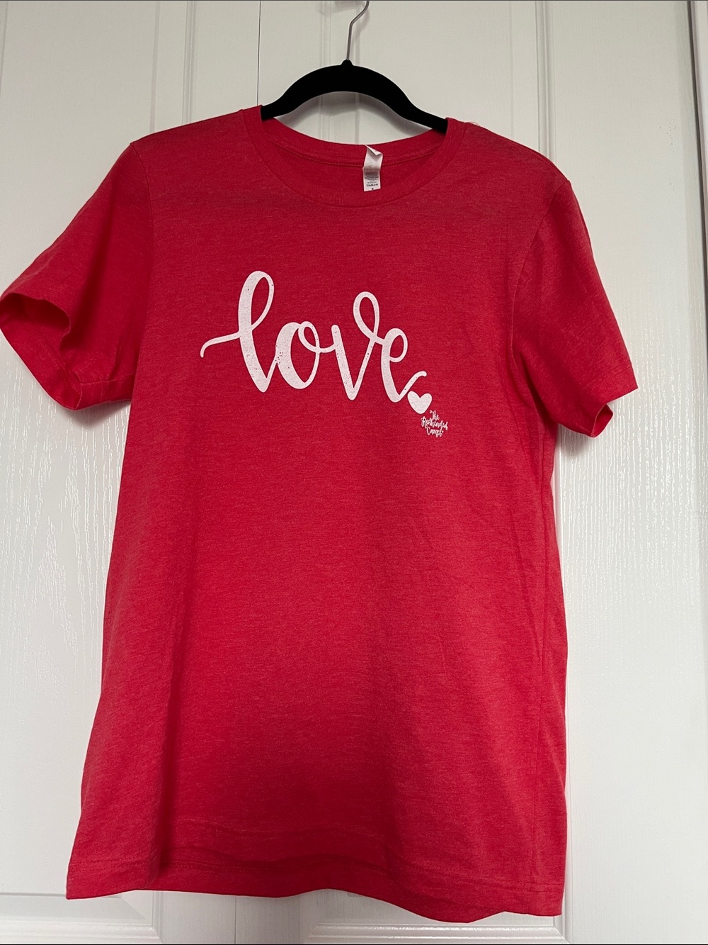 Bella Canvas Red Short Sleeve Tee with White "Love" Script